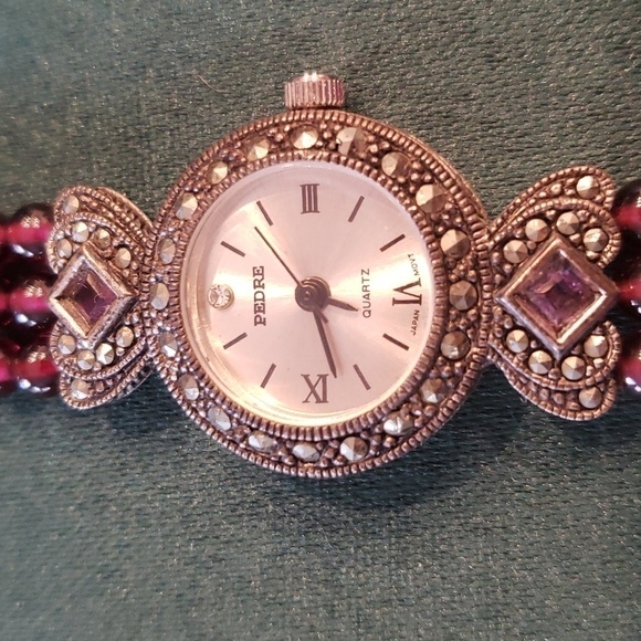 Victorian Garnet And Rhinestone watch Bohemian And Vintage Style - Picture 3 of 7